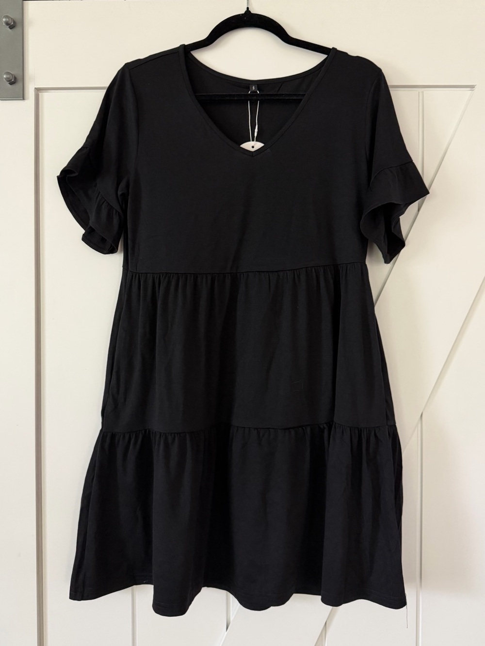 ANRABESS V Neck Ruffle Sleeve Tiered Mini Dress with Pockets - Picture 7 of 9